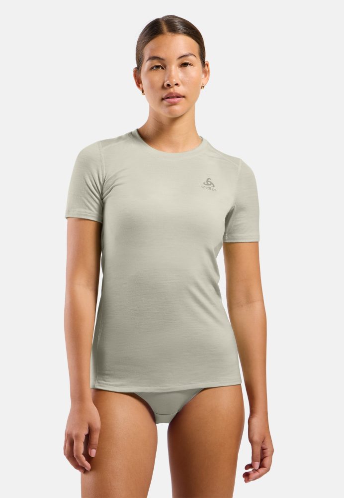 Odlo Merino 160 Base Layer T-Shirt für Damen - Wandern, Ski & Snow - beige, M