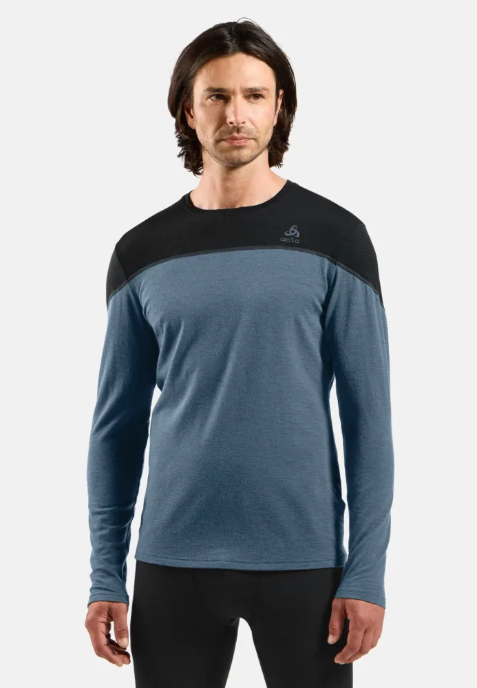 Odlo Revelstoke Performance Wool 150 Base Layer Shirt für Herren - Wandern, Ski & Snow - blau, XL