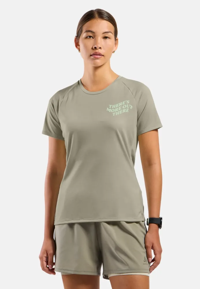 Odlo Essential Print Lauf-T-Shirt für Damen - Training, Running - beige, L
