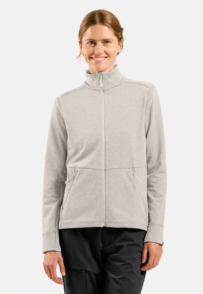 Odlo Grid Fleece Mid Layer Full-Zip für Damen - Wandern - beige, XS