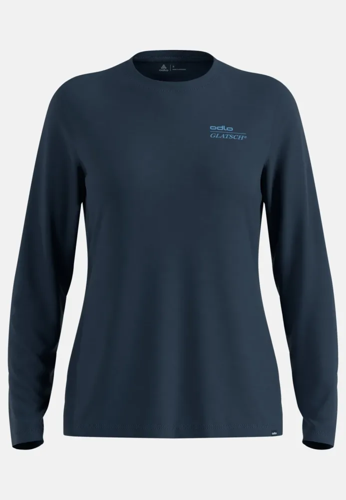 Odlo Merino 200 X Frozen Lake Langarm-Laufshirt für Damen - Wandern, Casual Comfort - marineblau, M