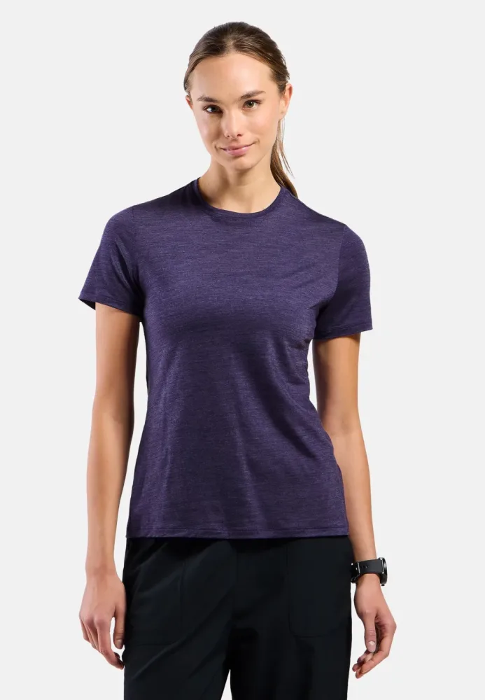 Odlo Merino Tencel Plain T-Shirt für Damen - Wandern, Casual Comfort - blau, XS