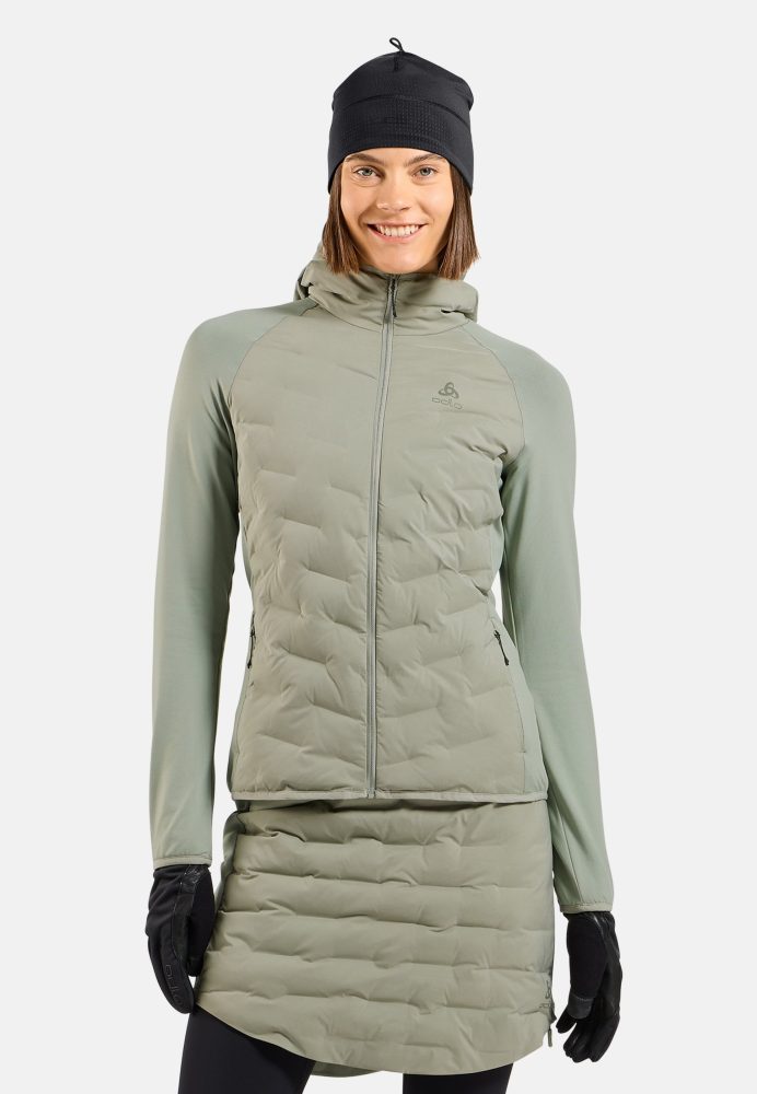 Odlo Zeroweight Insulator Langlauf-Hoodie Full-Zip für Damen - Skilanglauf, Running - grün, XL