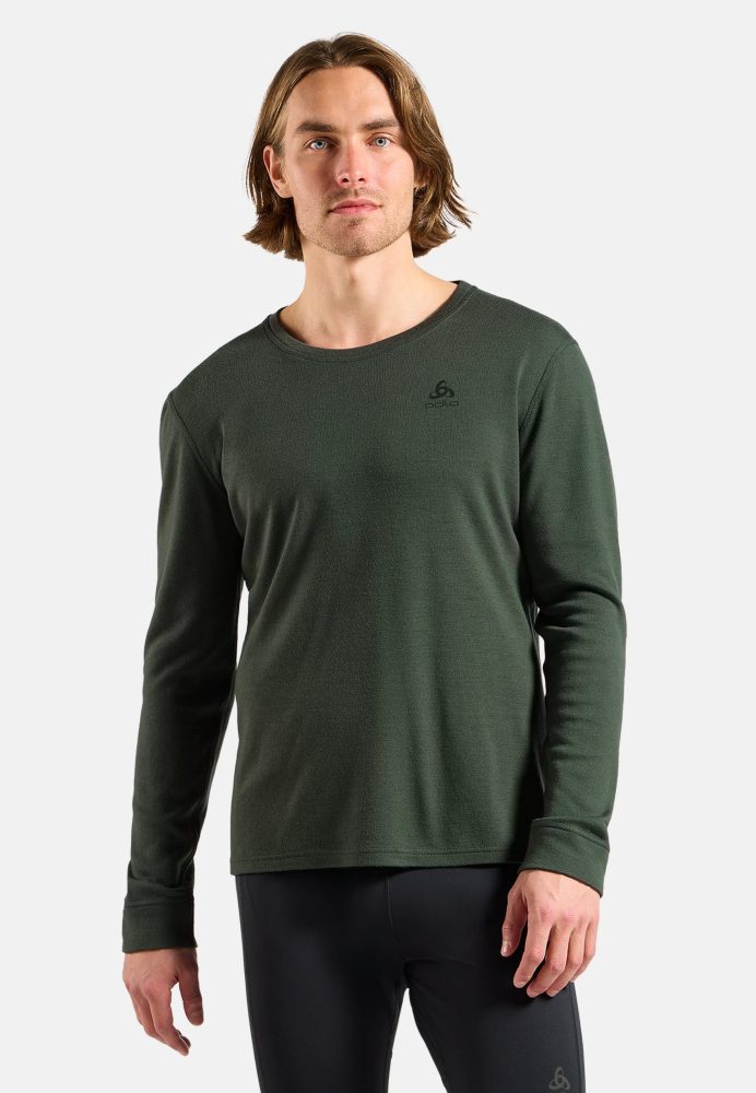 Odlo Merino 260 Base Layer Shirt für Herren - Wandern, Ski & Snow - grün, L