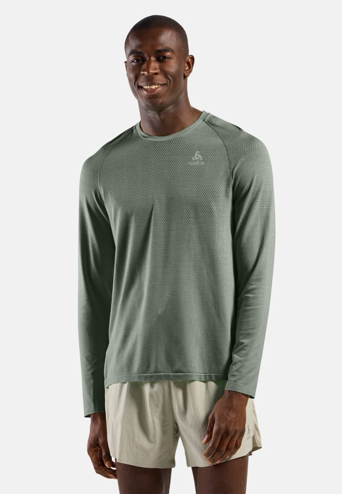 Odlo Essential Seamless Langarm-Laufshirt für Herren - Training, Running - grün, XL