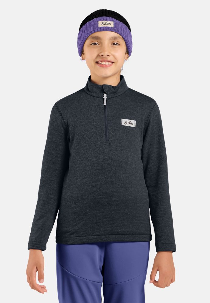 Odlo Grid Fleece Mid Layer Half-Zip für Kinder - Wandern, Ski & Snow - schwarz, 104