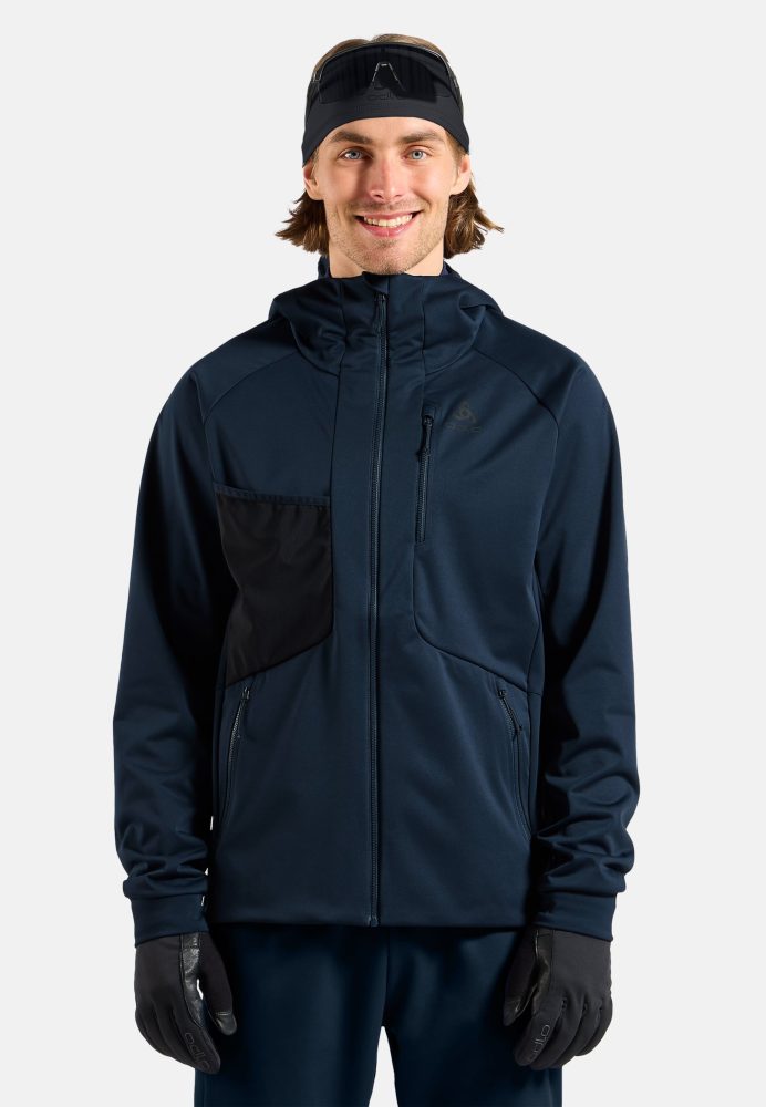 Odlo Zeroweight Windproof X Warm Langlaufjacke für Herren - Skilanglauf - marineblau, M