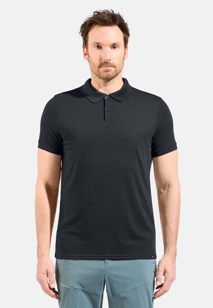 Odlo Ascent Natural Poloshirt für Herren - Wandern, Casual Comfort - schwarz, M