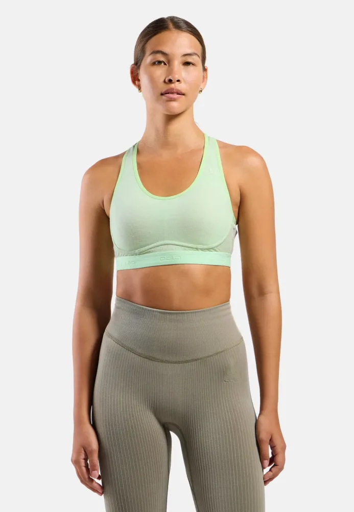 Odlo Ascent Performance Wool Medium Sport BH für Damen - Wandern, Training - grün, M