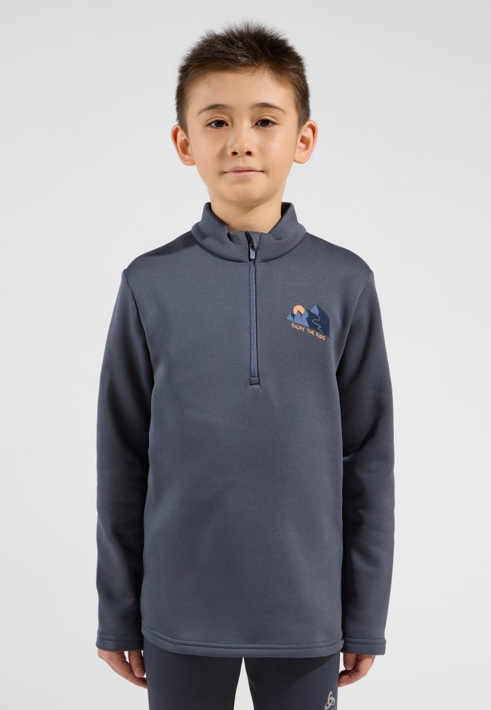 Odlo Berra Graphic Mid Layer Half-Zip für Kinder - Ski & Snow - blau, 104