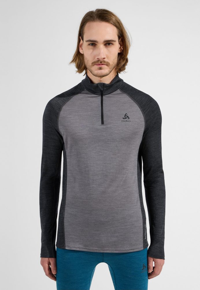 Odlo Natural Performance Wool 150 Base Layer Half-Zip für Herren - Wandern, Ski & Snow - grau, L