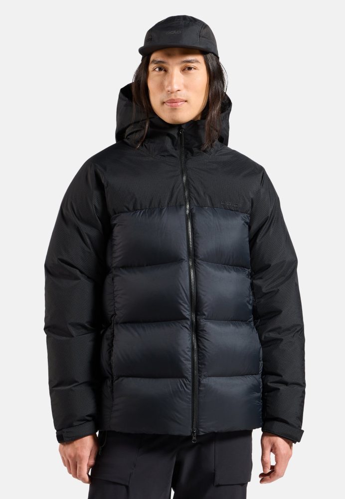 Odlo Down Hooded Isolationsjacke für Herren - Wandern, Casual Comfort - schwarz, L