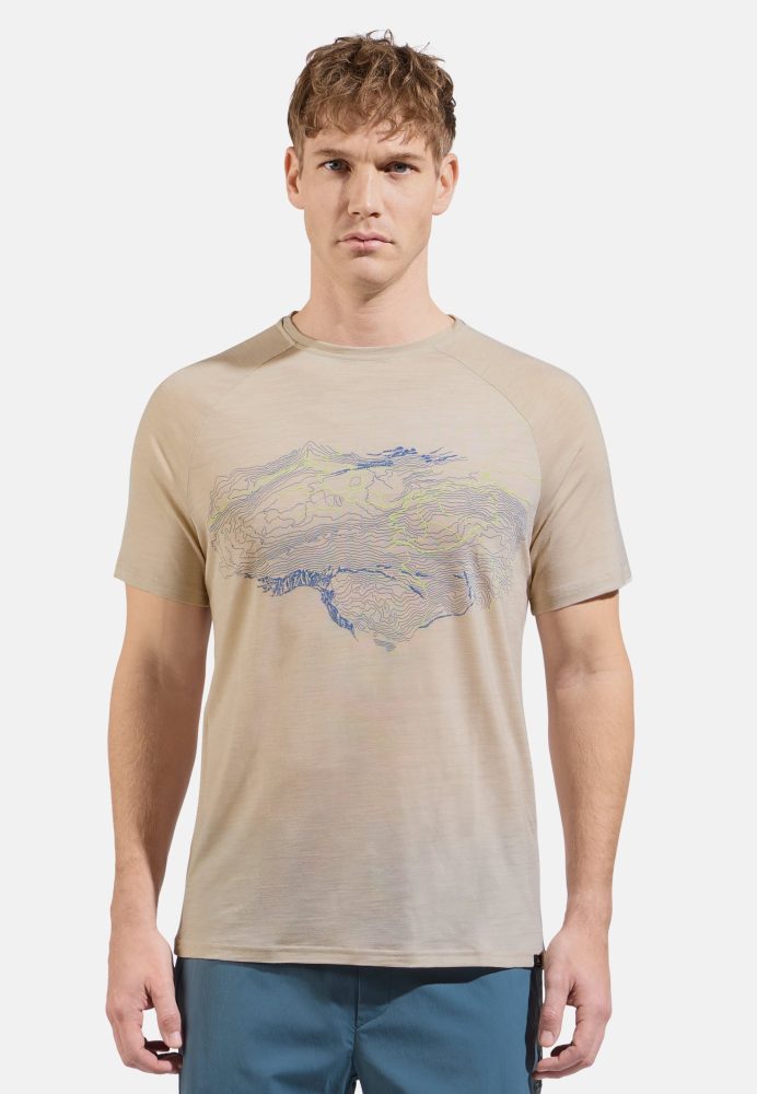Odlo Ascent 130 Topography T-Shirt für Herren - Wandern - beige, S
