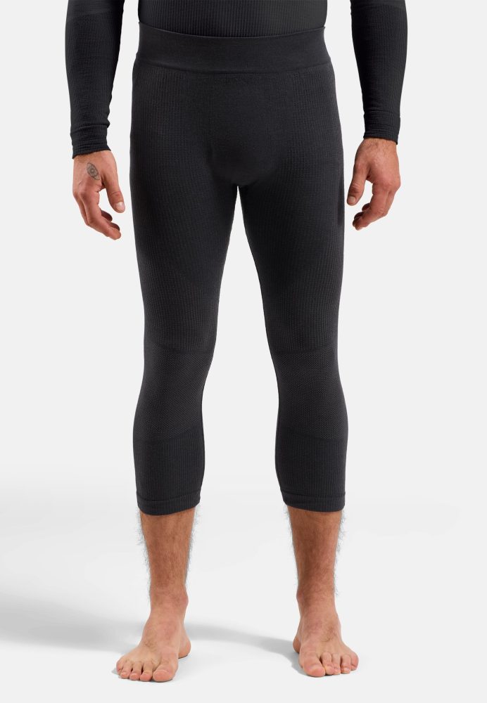 Odlo Seamless Performance Wool Base Layer 3/4 Tights für Herren - Wandern, Skilanglauf - schwarz, XXL