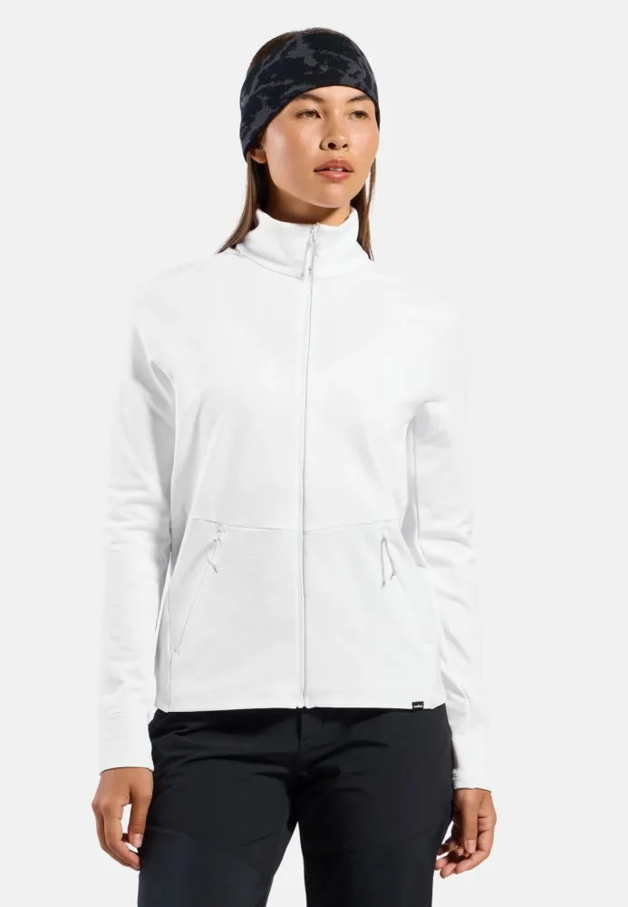 Odlo Grid Fleece Mid Layer Full-Zip für Damen - Wandern - weiss, XS