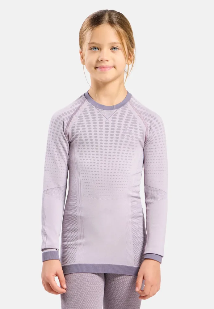 Odlo Performance Warm Base Layer Shirt für Kinder - Skilanglauf, Ski & Snow - lila, 116/128