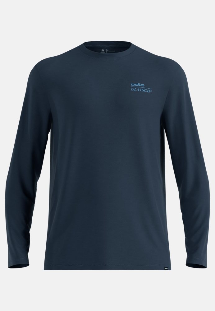 Odlo Merino 200 X Frozen Lake Langarm-Laufshirt für Herren - Wandern, Casual Comfort - marineblau, L