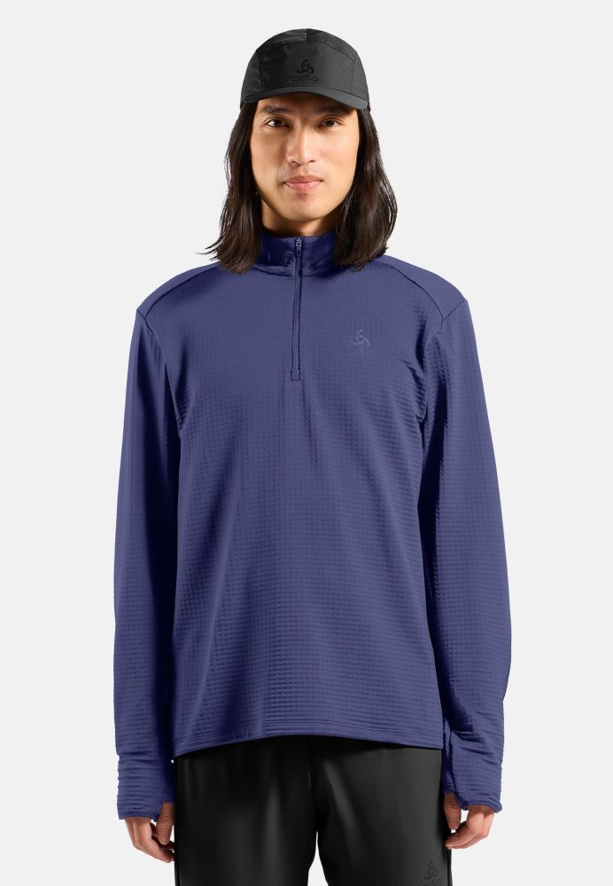 Odlo Essential Thermal Lauf-Mid Layer Half-Zip für Herren - Trail Running, Ski & Snow - lila, M