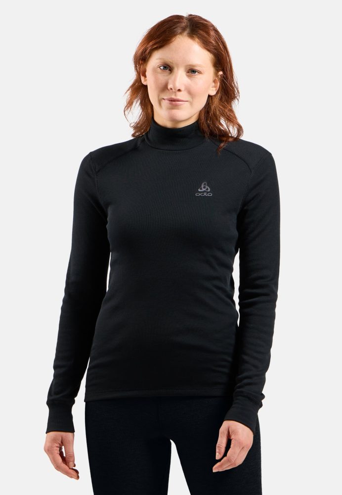 Odlo Active Warm Base Layer Shirt mit Stehkragen für Damen - Wandern, Ski & Snow - schwarz, M