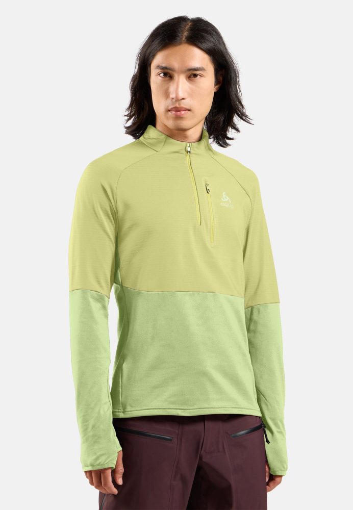 Odlo Descent CW 200 SL Mid Layer Half-Zip für Herren - Ski & Snow - grün, XL