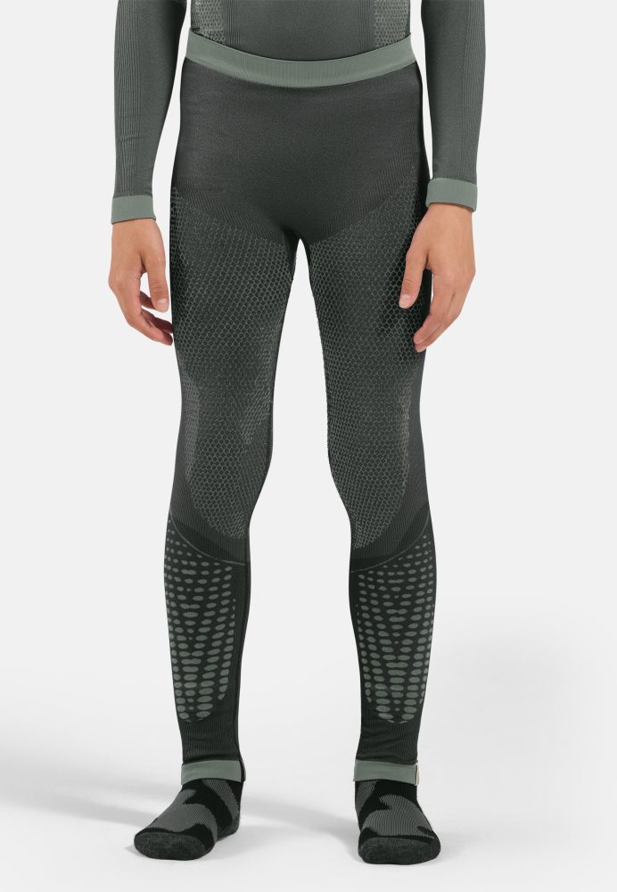 Odlo Performance Warm Base Layer Tights für Kinder - Skilanglauf, Ski & Snow - grün, 152/164