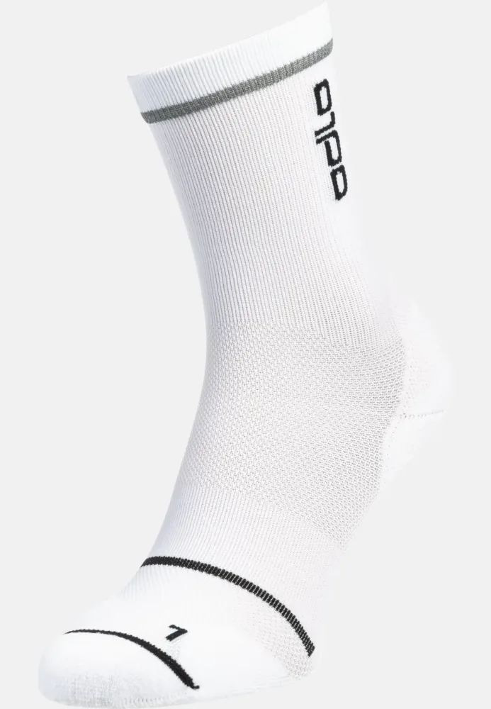 Odlo Ceramicool Reflective Mid-Crew-Socken - Radsport, Running - weiss, 39-41