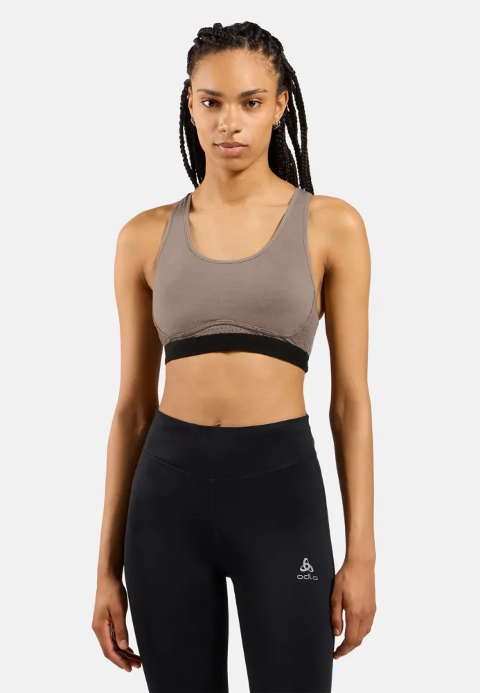 Odlo Ascent Performance Wool Medium Sport BH für Damen - Wandern, Training - beige, XS