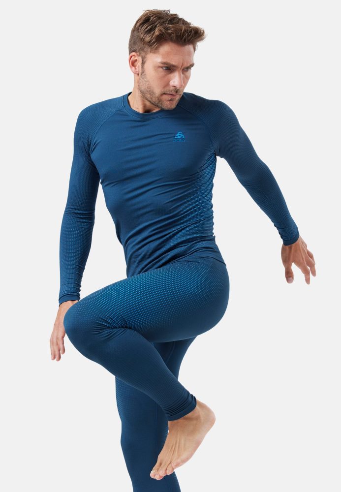 Odlo Performance Warm Base Layer Shirt für Herren - Skilanglauf, Ski & Snow - blau, L