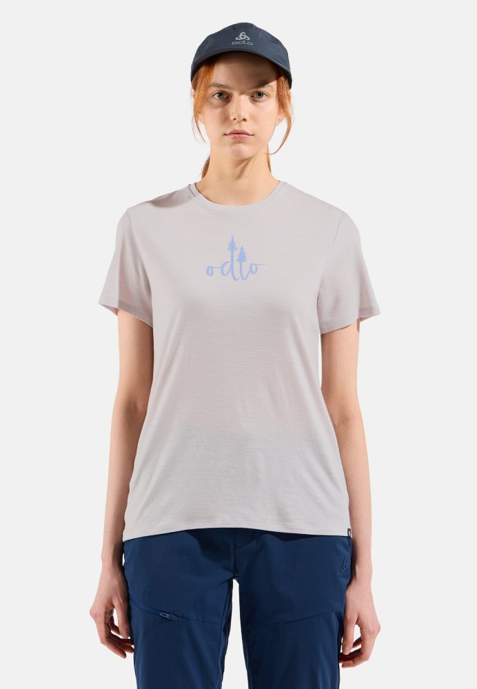 Odlo Ascent Merino 160 Tree Logo T-Shirt für Damen - Wandern - beige, XS