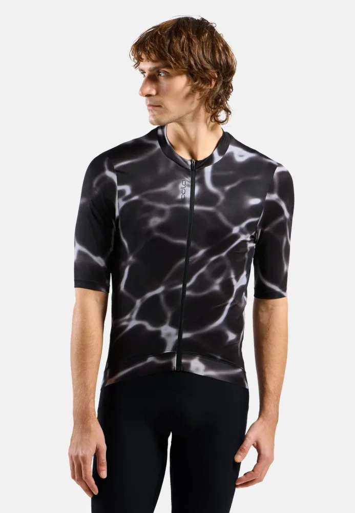 Odlo Zeroweight Pro Print Rad-Shirt Full-Zip für Herren - Radsport - schwarz, M