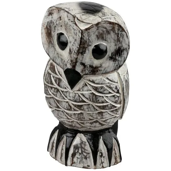 Darimana Eule Albesiaholz blackwash, ca. 30 cm