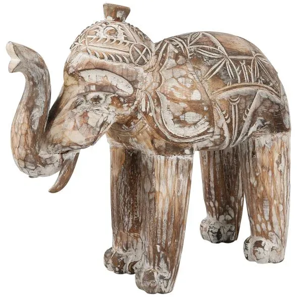 Elefant white wash, 45 cm