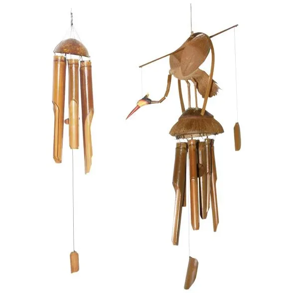 Windspiel Bambus&Vogel, 2er-Set