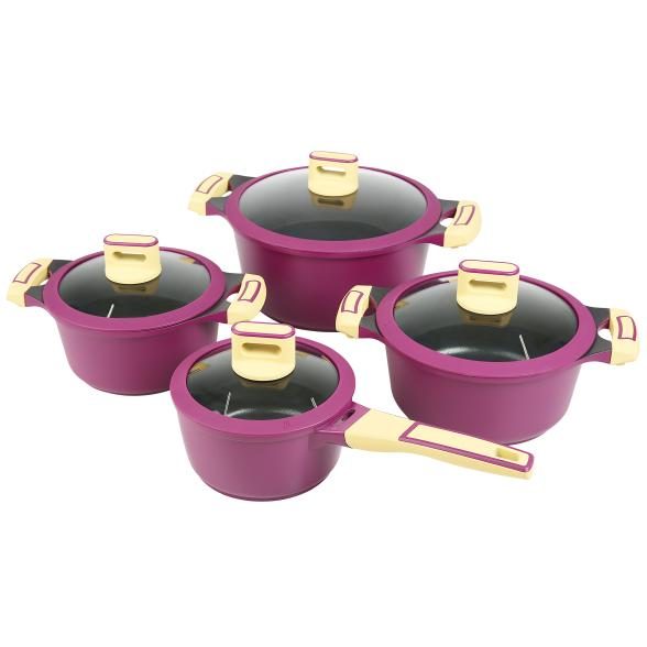 KING Gourmet Kochtopfset 8tlg aubergine