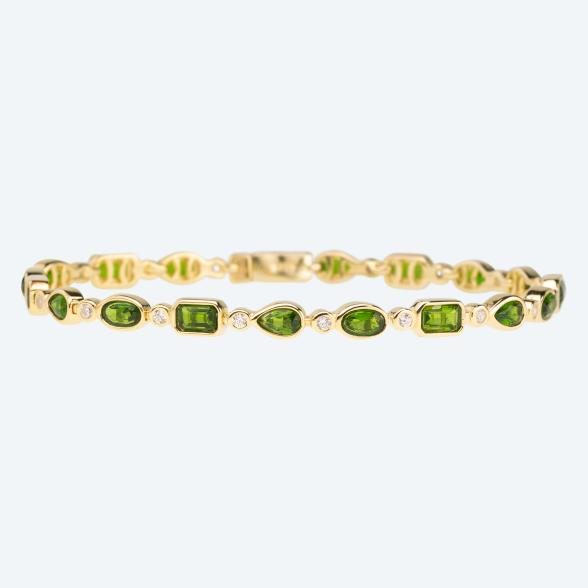 Armband 925 Silber vergoldet Chromdiopsid
