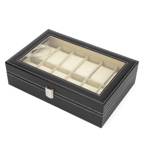 12er Uhrenbox schwarz