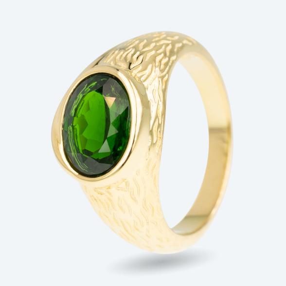 Ring 925 Silber vergoldet Chromdiopsid