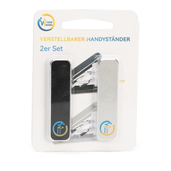 Clever Wounder Handyhalter 2er Set, silber+schwarz