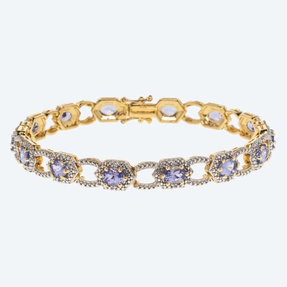 Armband 925 Silber vergoldet Tansanit+Zirkon