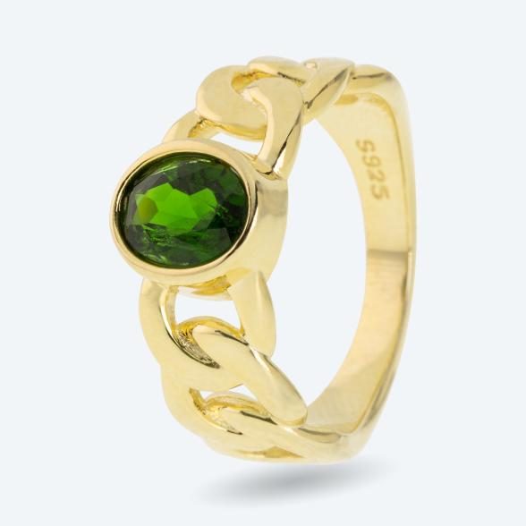 Ring 925 St. Silber vergoldet Chromdiopsid