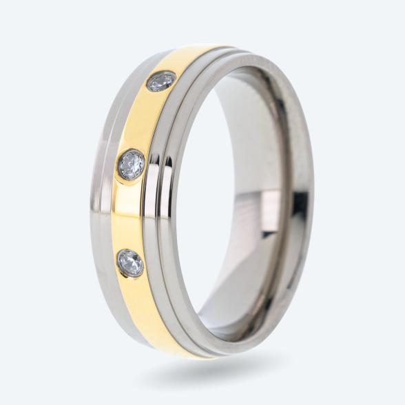Ring Titan bicolor mit Zirkonia