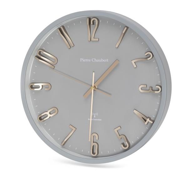 Pierre Chaubert Funk-Wanduhr, grau-roségold