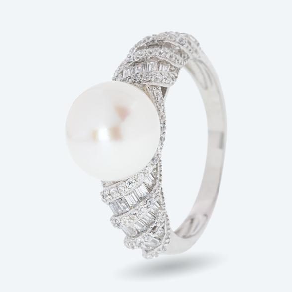 Ring 925 Silber rhodiniert AAAAA SWZP + Zirkonia