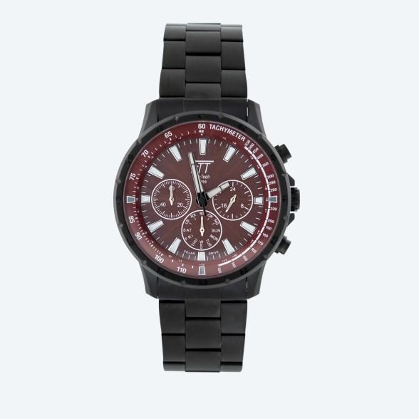 ETT Funk-Solar Herren-Chronograph schwarz-rot