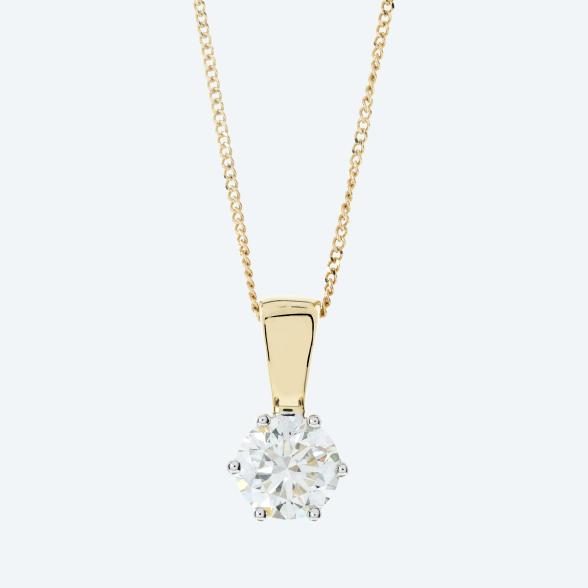 LG Solitäranhänger + Kette 585 Gelbgold Brillant