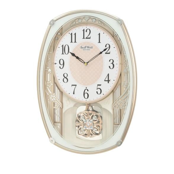 RHYTHM Magic Motion Wanduhr, Quarzwerk, weiß-gold