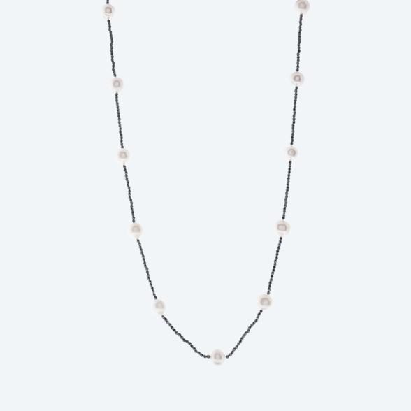 Collier Perle, Hämatit endlos mit Clip