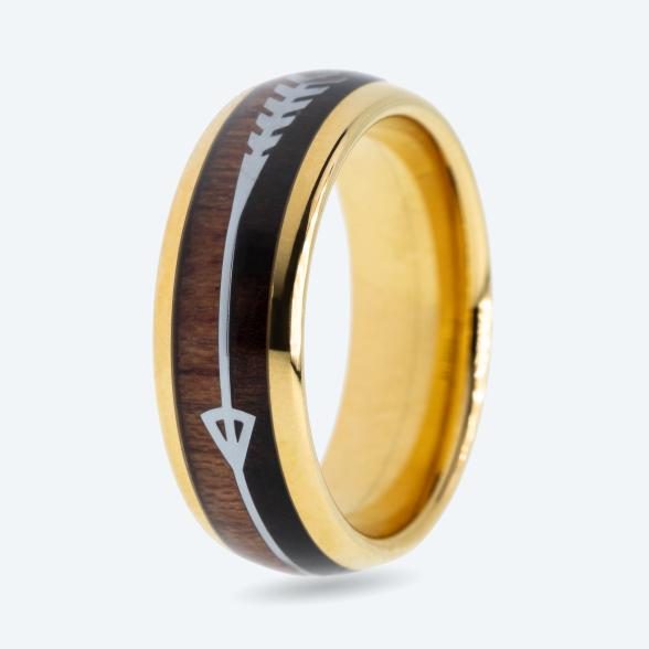 Ring Wolfram-Karbid Holz Inlay