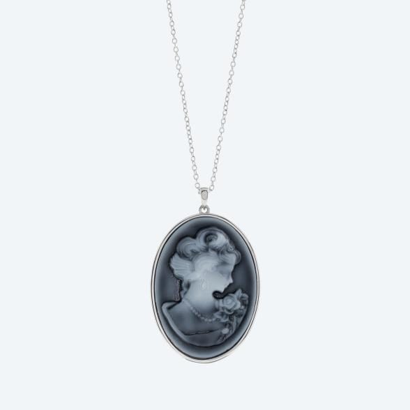Anhänger Kamee Resin Portrait mit Kette 925