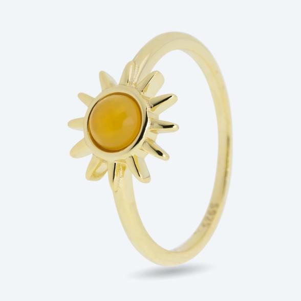 Ring 925 Sterling Silber vergoldet Achat